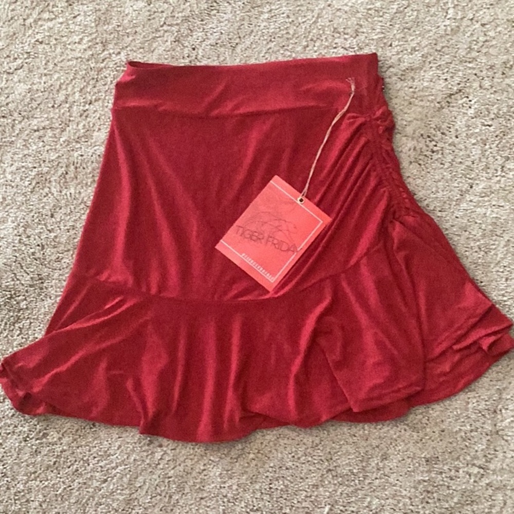 Tiger Friday swivel + cinch ballroom skirt - red